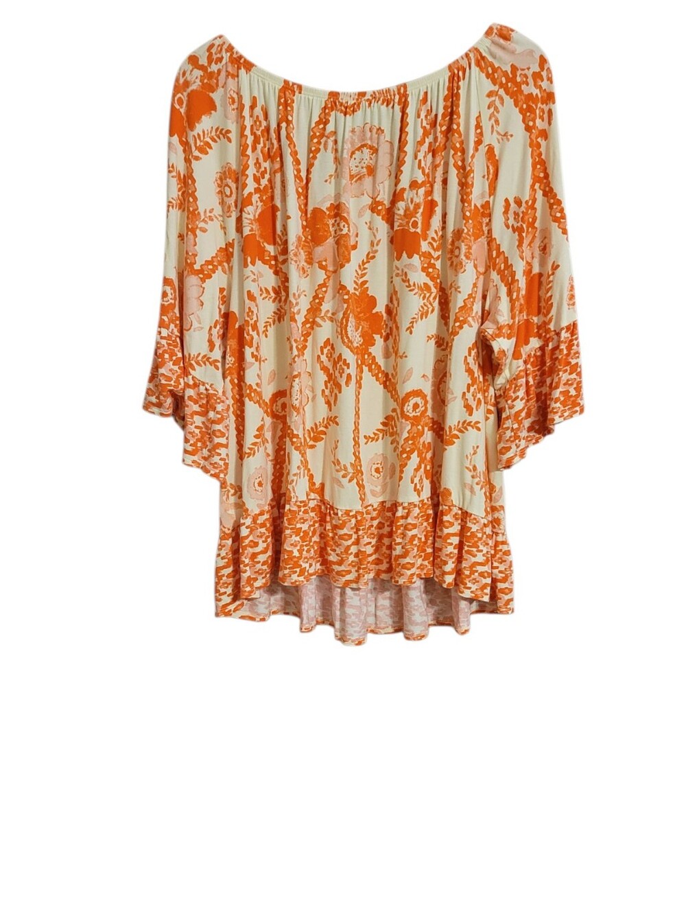Style & Co Orange Floral Boho Top - Picture 4 of 6